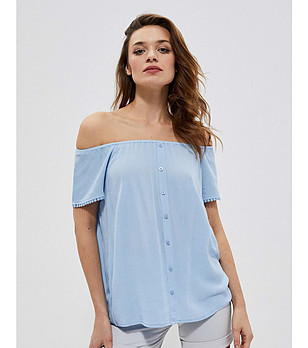 Светлосиня дамска блуза Sobella снимка