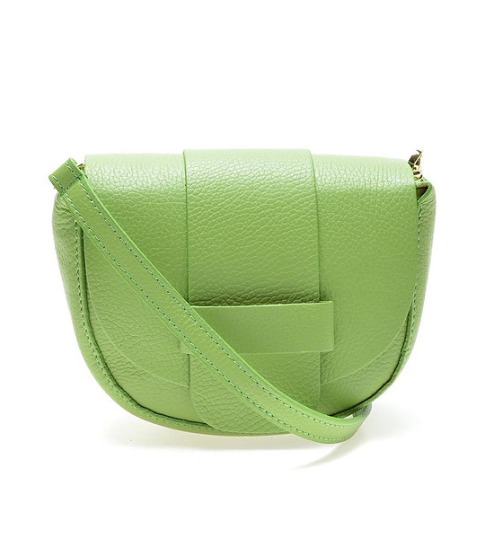 Зелена дамска кожена чанта за рамо Simara снимка