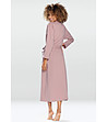 Памучен дълъг дамски халат в цвят пудра Melissa-1 снимка