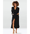 Памучен дълъг дамски халат в черно Melissa-0 снимка