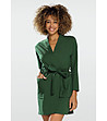 Дамски къс памучен халат в зелено Pola-0 снимка