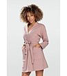 Дамски къс памучен халат в цвят пудра Pola-0 снимка