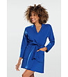 Дамски къс памучен халат в синьо Pola-0 снимка