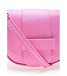 Розова дамска кожена чанта за рамо Simara-3 снимка