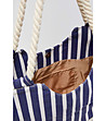 Дамска плажна чанта в тъмносиньо и бяло-4 снимка