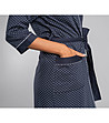Тъмносин дамски памучен халат на звездички Montana-3 снимка