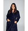 Тъмносин дамски плюшен халат Bona-4 снимка