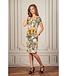 Многоцветна рокля с флорален принт и джобове-2 снимка