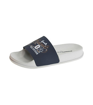 Детски чехли в бяло и тъмносиньо снимка