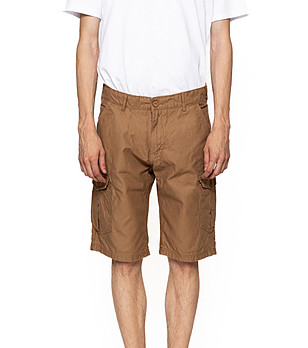 Мъжки къси памучни панталони в цвят камел Vin снимка