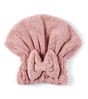 Розова хавлиена шапка за коса снимка