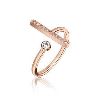 Дамски розовозлатист пръстен с кристали Idris  снимка