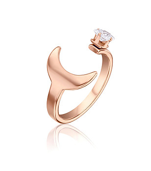 Розовозлатист дамски пръстен с кристал Lina снимка