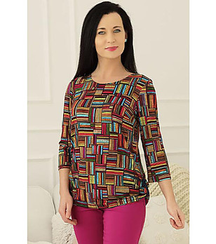Многоцветна дамска блуза с ефектен принт Lamassu снимка