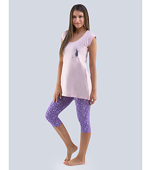 Памучна дамска пижама в лилави нюанси снимка