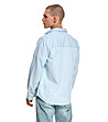 Светлосиня мъжка памучна риза от деним-1 снимка