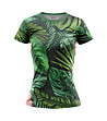 Дамска тениска от дишаща материя със зелен тропически принт-0 снимка