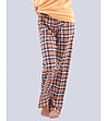 Дамско памучно долнище на пижама в оранжево и кафяво-0 снимка