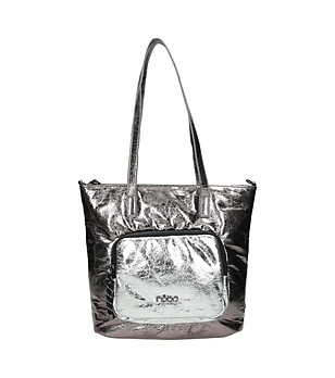 Дамска чанта в розово и сребристо Vivi снимка