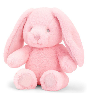 Бебешко зайче в розово 16 см снимка