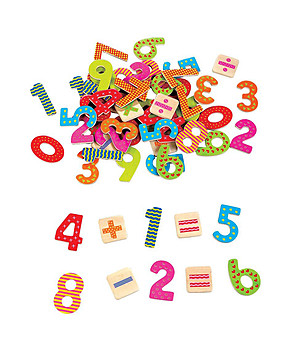 Дървени магнити Цифри и знаци снимка