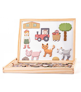 Двустранна дъска с магнитни животни снимка