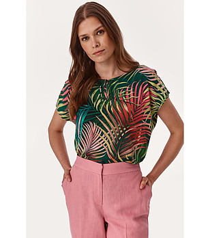 Дамска многоцветна блуза с флорален принт Oweni снимка