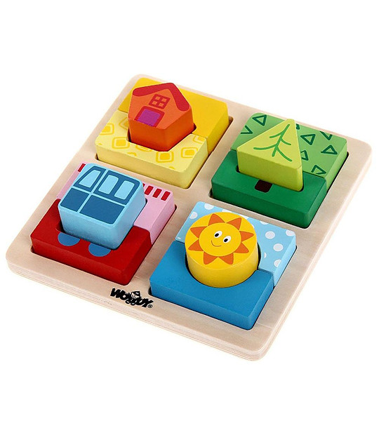 Пъзел-сортер с форми  - къщичка и слънце снимка