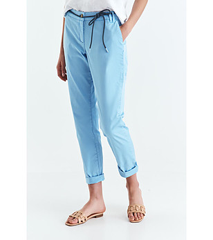 Светлосин дамски памучен панталон Nokoti снимка