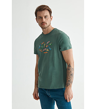 Мъжка зелена тениска от органичен памук Mikin 21 снимка