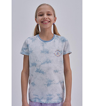 Детска памучна тениска в светлосини нюанси Lotka снимка