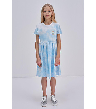 Светлосиня детска памучна рокля Fionalka снимка