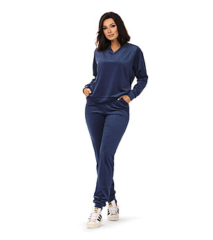 Тъмносин дамски комплект Leon с кадифен ефект снимка