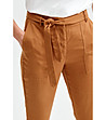 Дамски панталон в кафяв нюанс от тенсел и лен Abena-2 снимка