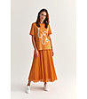 Оранжева дамска тениска от органичен памук с щампа Love-4 снимка