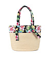 Бежова дамска чанта с панели с флорален принт Adisa-0 снимка