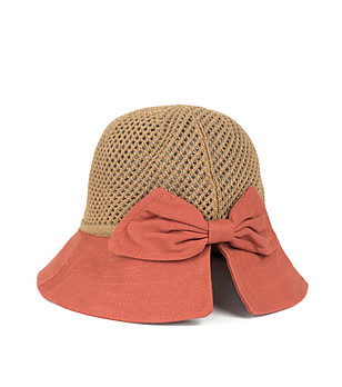Дамска шапка в кафяво и цвят керемида Flores снимка