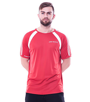 Мъжка спортна тениска в червено и бяло Jumper снимка
