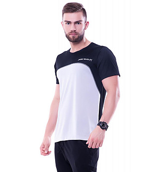 Мъжка спортна тениска в черно и бяло Power back снимка