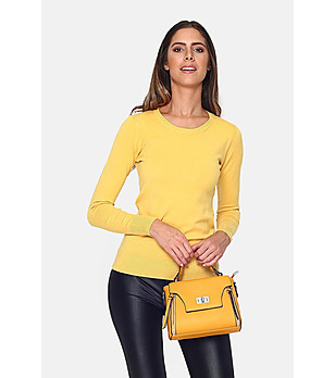 Дамски пуловер в жълт нюанс с кашмир Vinea снимка