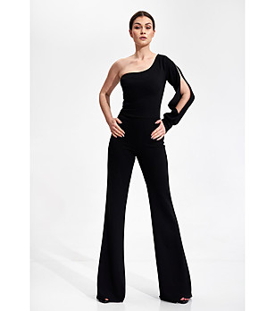 Асиметричен черен дамски гащеризон Irina снимка