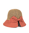 Дамска шапка в кафяво и цвят керемида Flores-0 снимка