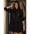 Черна рокля с тюл и щампа Toni-3 снимка