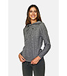 Плетен пуловер с качулка в сив меланж Tera-2 снимка