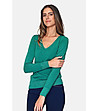 Елегантен дамски пуловер в зелен нюанс Lina-2 снимка