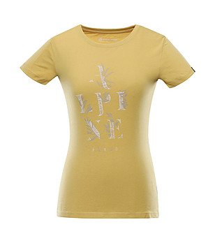 Дамска тениска в жълт нюанс с принт Gidella снимка