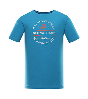 Мъжка памучна тениска в син нюанс с лого Allon снимка