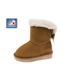 Детски топли боти в цвят камел снимка