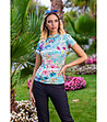 Дамска многоцветна блуза с ефектен принт-0 снимка