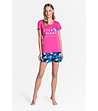Дамска памучна пижама в розово и синьо Tropical-0 снимка